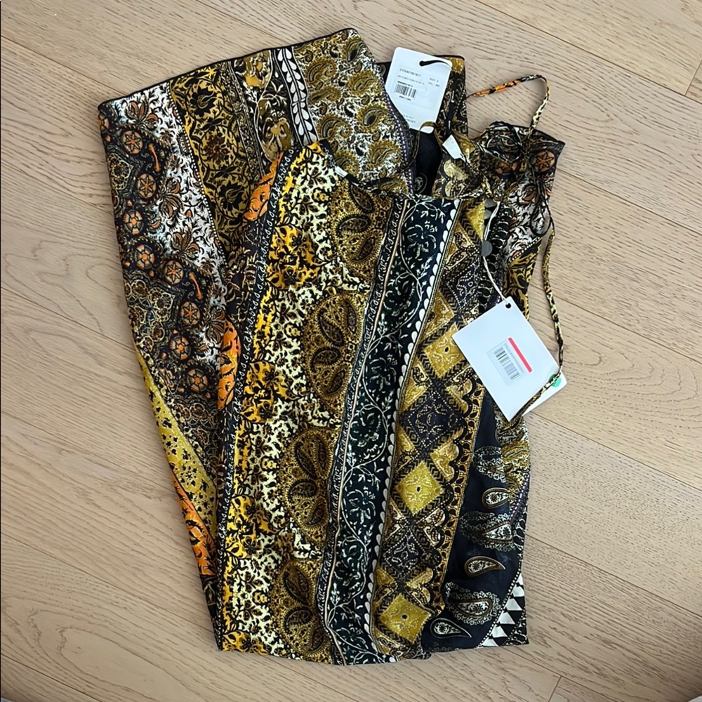 Bohemian Patterned Maxi Dress 100% Silk